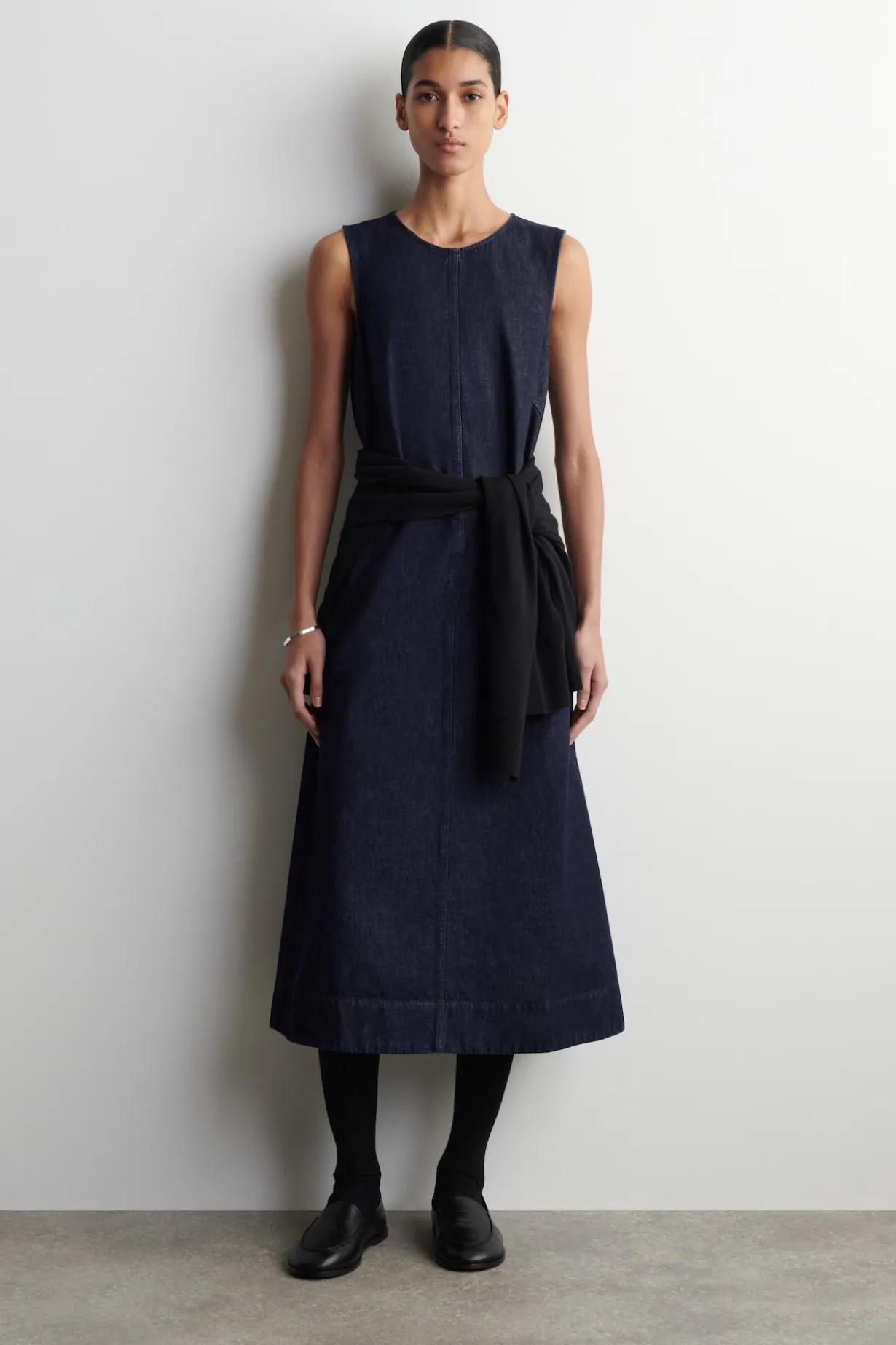 A-LINE DENIM MIDI DRESS