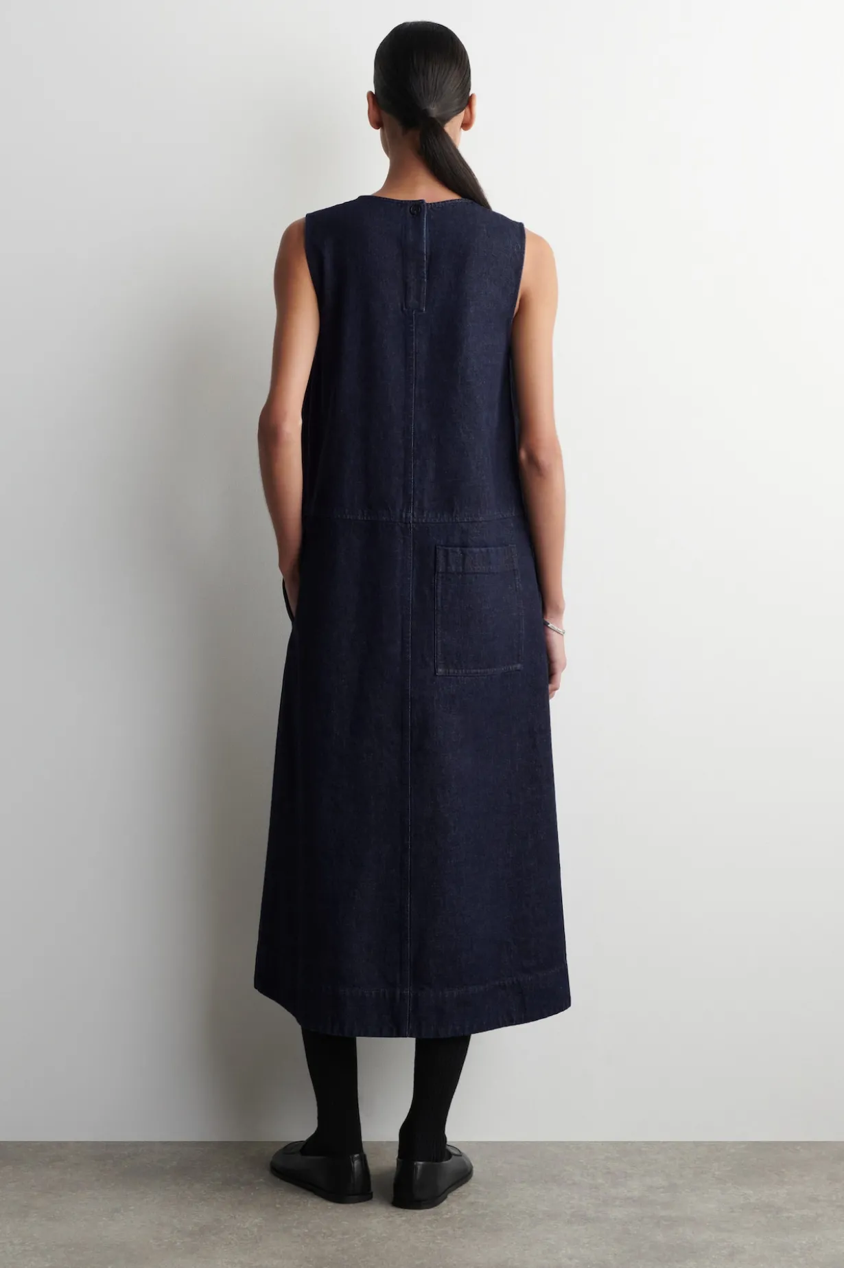 A-LINE DENIM MIDI DRESS