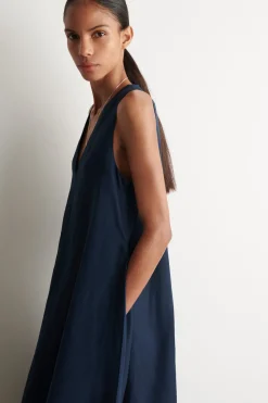 A-LINE LINEN-BLEND MAXI DRESS