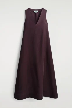 A-LINE LINEN-BLEND MAXI DRESS