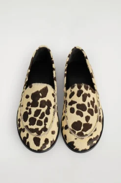 ANIMAL-PRINT PONY HAIR EFFECT LEATHER LOAFERS