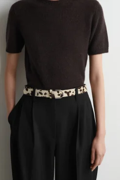 ANIMAL-PRINT PONY HAIR-EFFECT LEATHER BELT