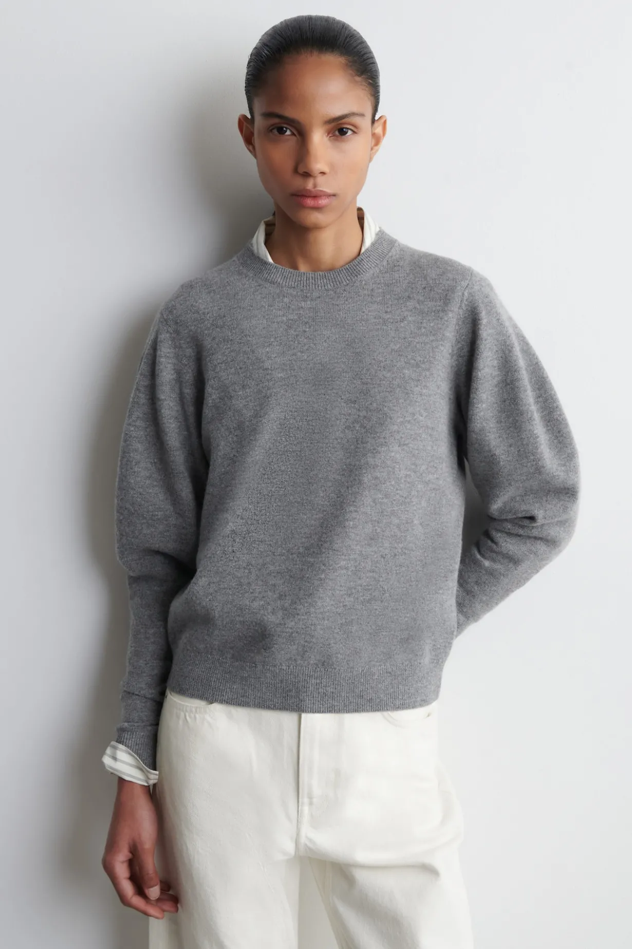 BALLOON-SLEEVE MERINO WOOL SWEATER