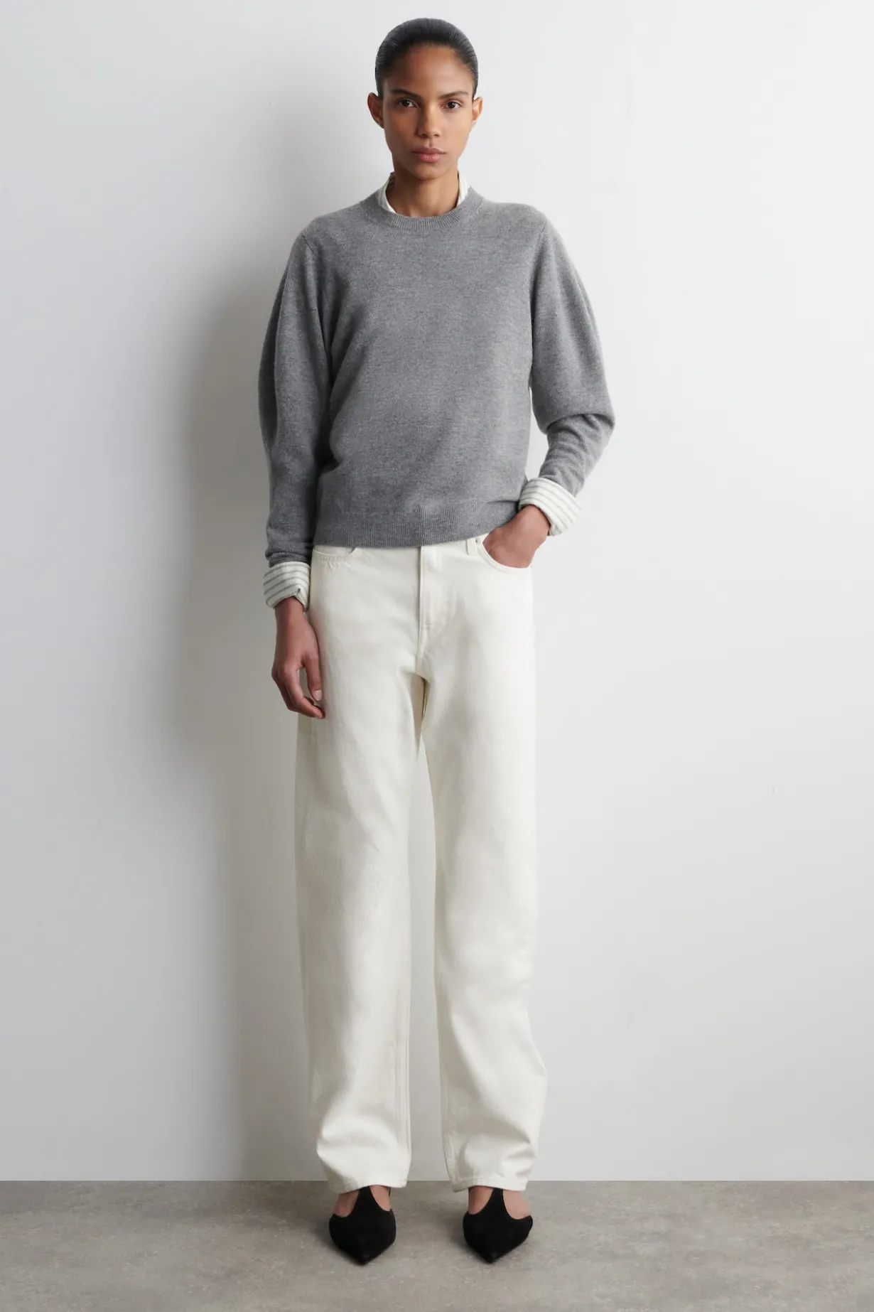 BALLOON-SLEEVE MERINO WOOL SWEATER