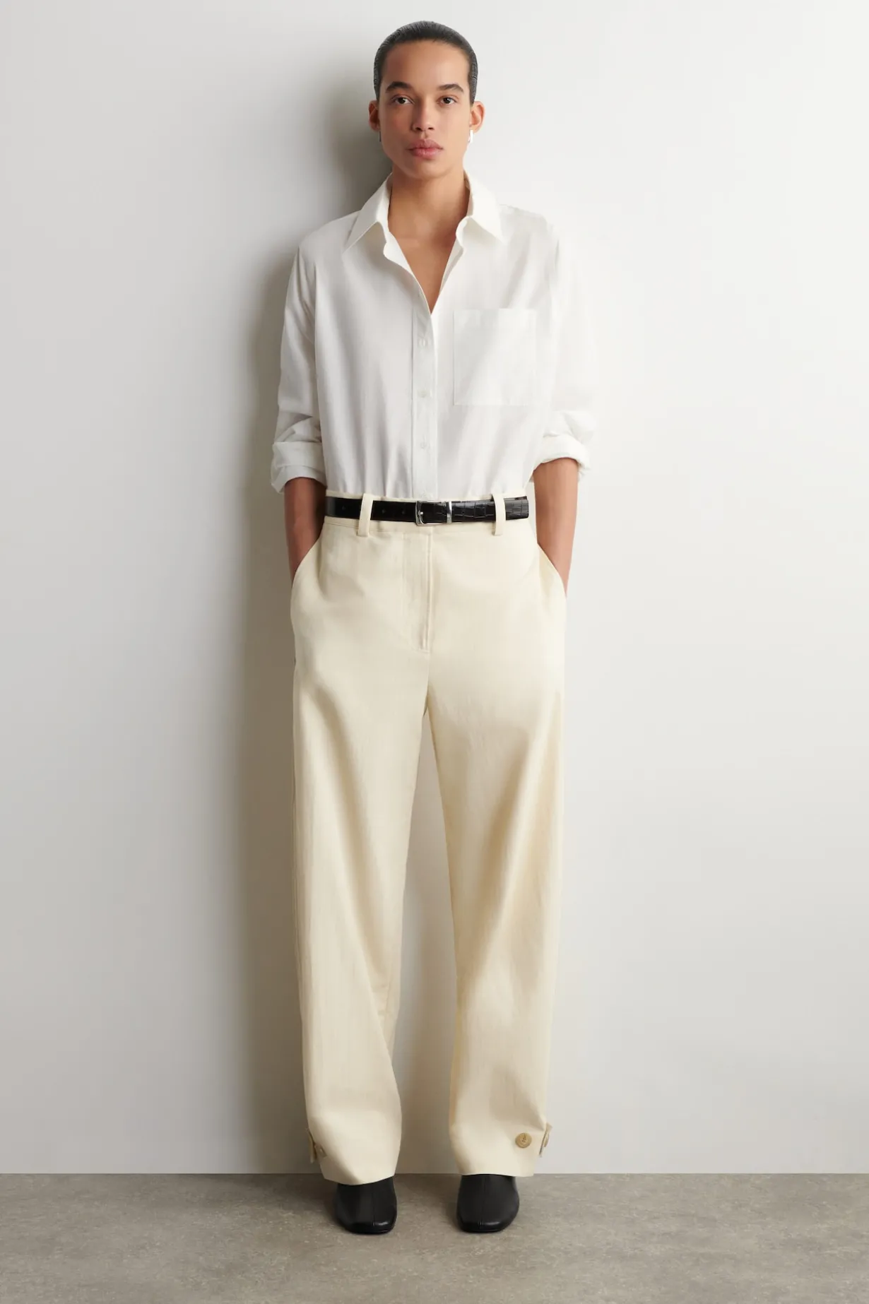 BARREL-LEG COTTON UTILITY PANTS