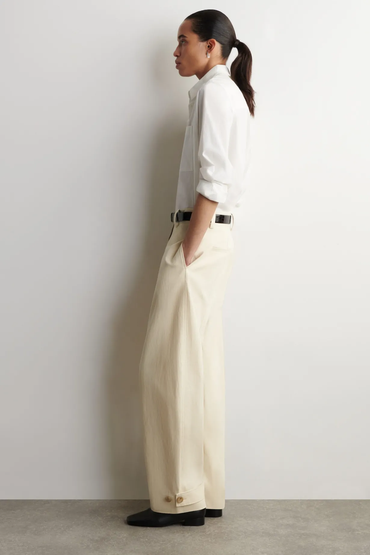 BARREL-LEG COTTON UTILITY PANTS
