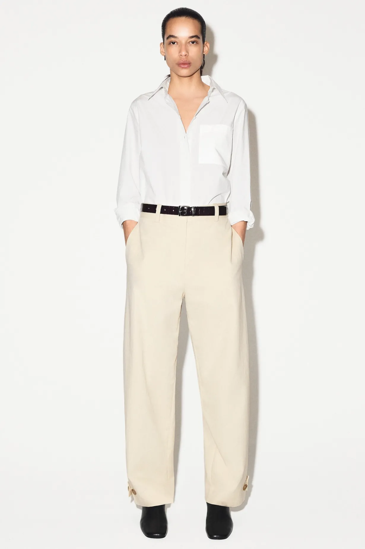 BARREL-LEG COTTON UTILITY PANTS
