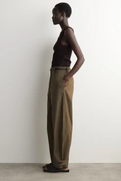 BARREL-LEG COTTON UTILITY PANTS