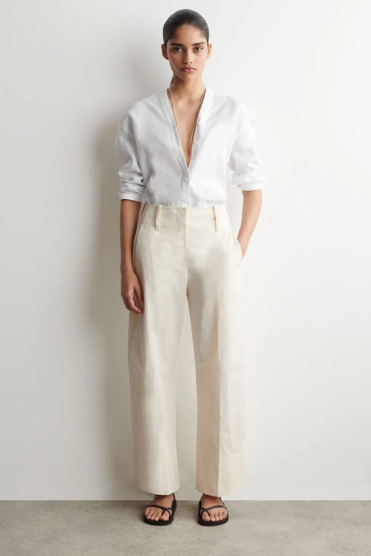 BARREL-LEG PIMA COTTON PANTS