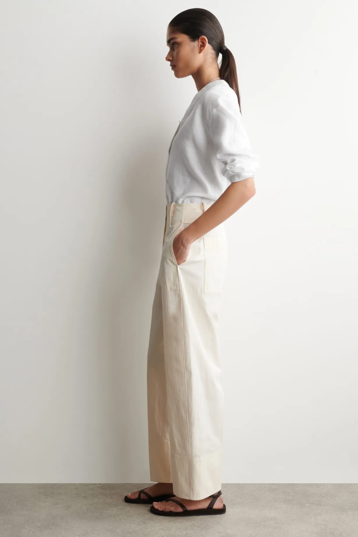 BARREL-LEG PIMA COTTON PANTS