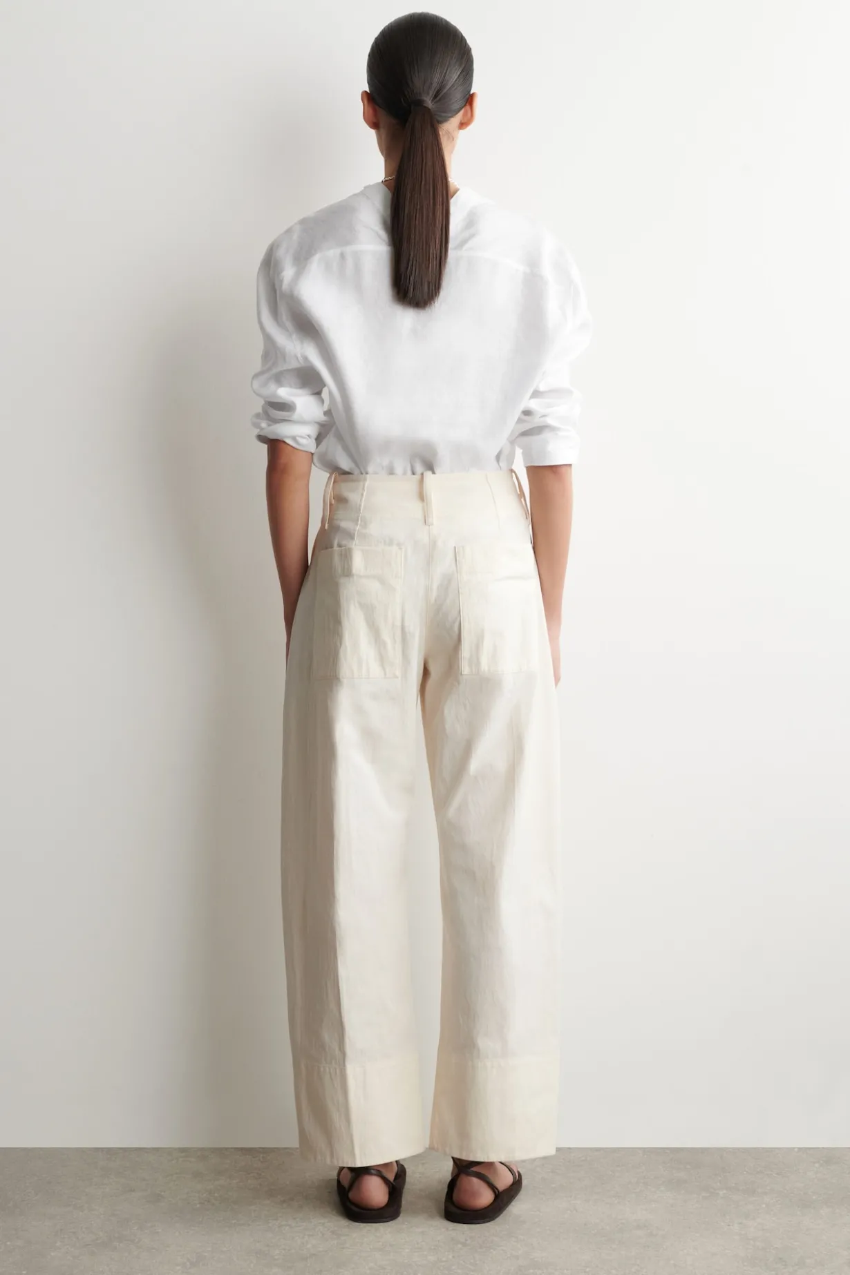 BARREL-LEG PIMA COTTON PANTS
