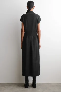 BELT-DETAIL MERINO WOOL MOCK-NECK DRESS