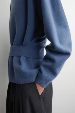 BELT-DETAIL MERINO WOOL SWEATER