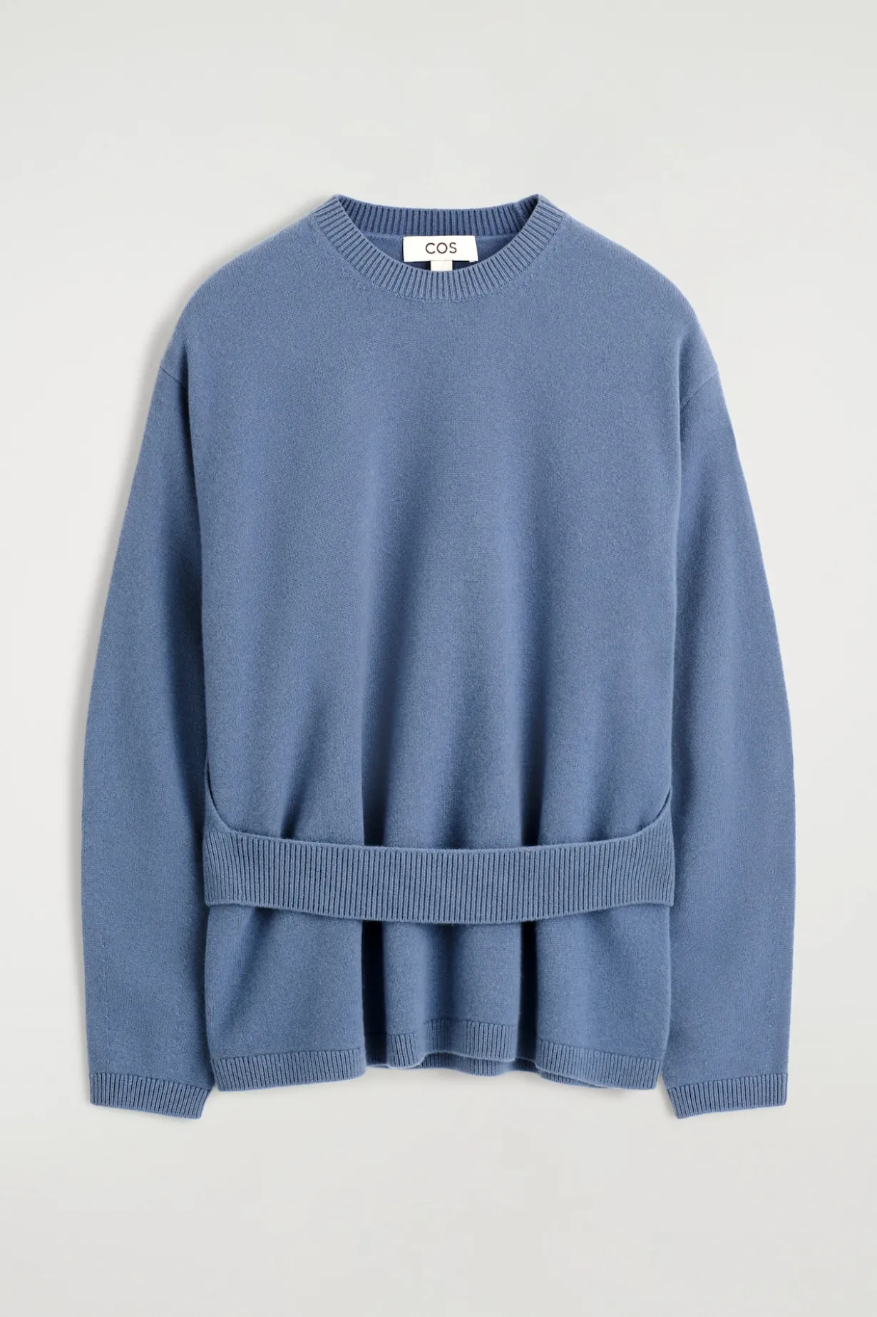BELT-DETAIL MERINO WOOL SWEATER