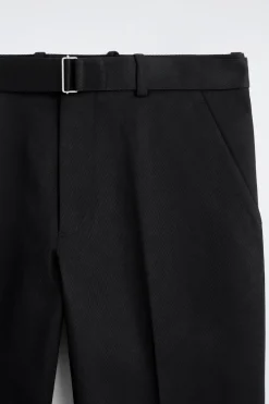BELTED COTTON REGULAR-FIT STRAIGHT-LEG PANTS