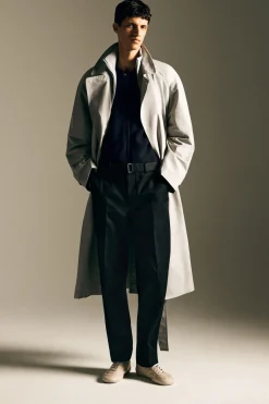 BELTED COTTON REGULAR-FIT STRAIGHT-LEG PANTS