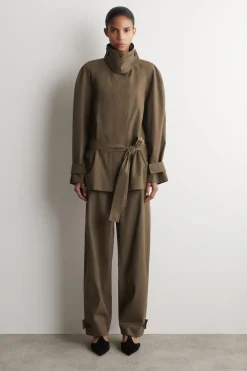 BELTED COTTON SHORT TRENCH COAT