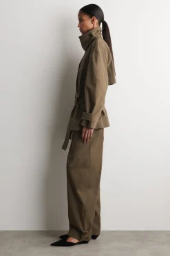 BELTED COTTON SHORT TRENCH COAT