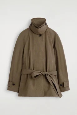 BELTED COTTON SHORT TRENCH COAT
