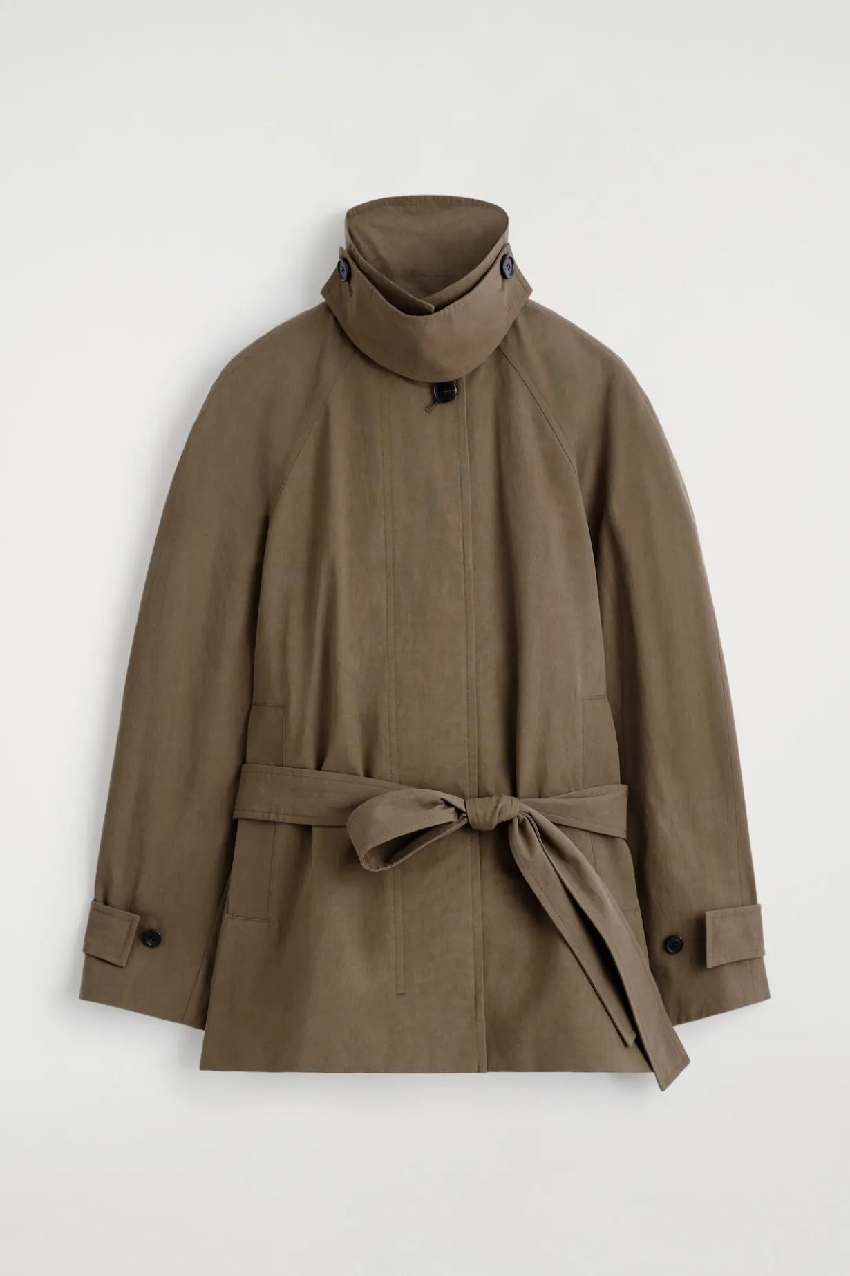 BELTED COTTON SHORT TRENCH COAT