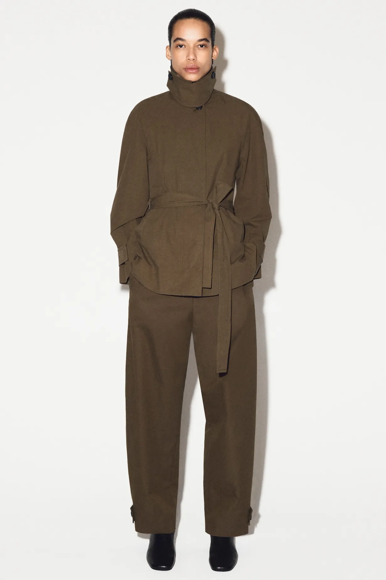 BELTED COTTON SHORT TRENCH COAT