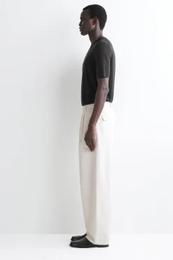 BELTED DENIM RELAXED-FIT BARREL-LEG PANTS
