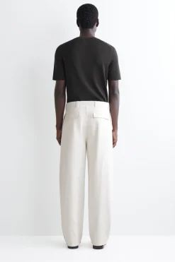 BELTED DENIM RELAXED-FIT BARREL-LEG PANTS