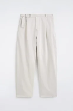 BELTED DENIM RELAXED-FIT BARREL-LEG PANTS
