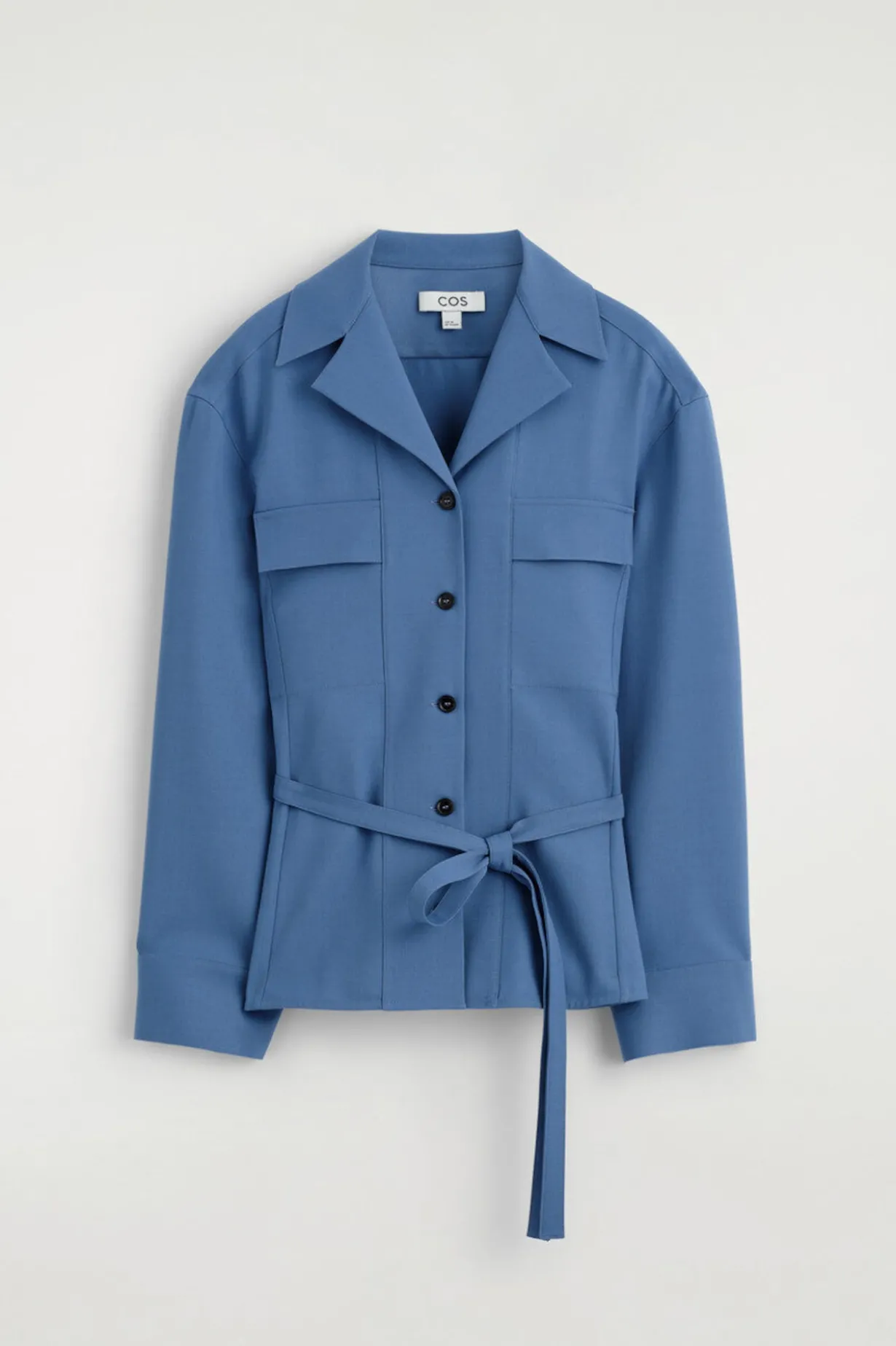 BELTED MERINO WOOL BLEND UTILITY SHIRT