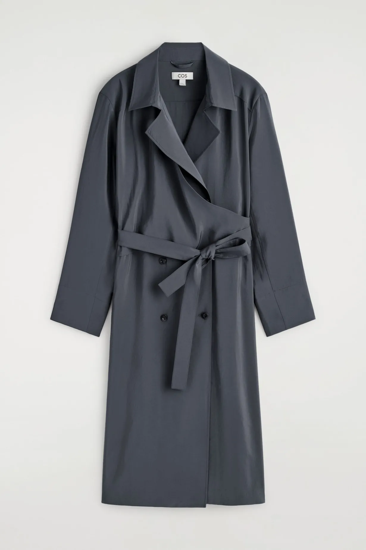 BELTED TRENCH-DETAIL MIDI DRESS