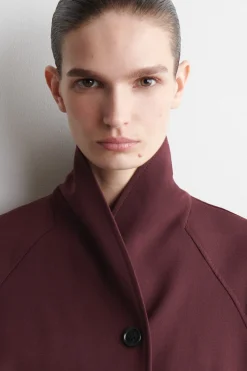 BELTED WOOL-BLEND SHAWL-COLLAR JACKET