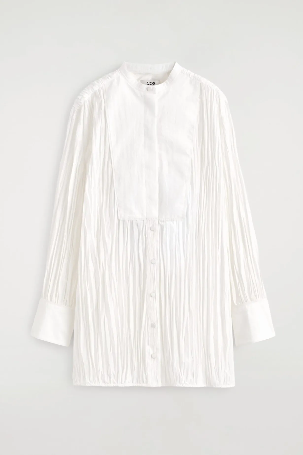 BIB-FRONT CRINKLED-COTTON SHIRT
