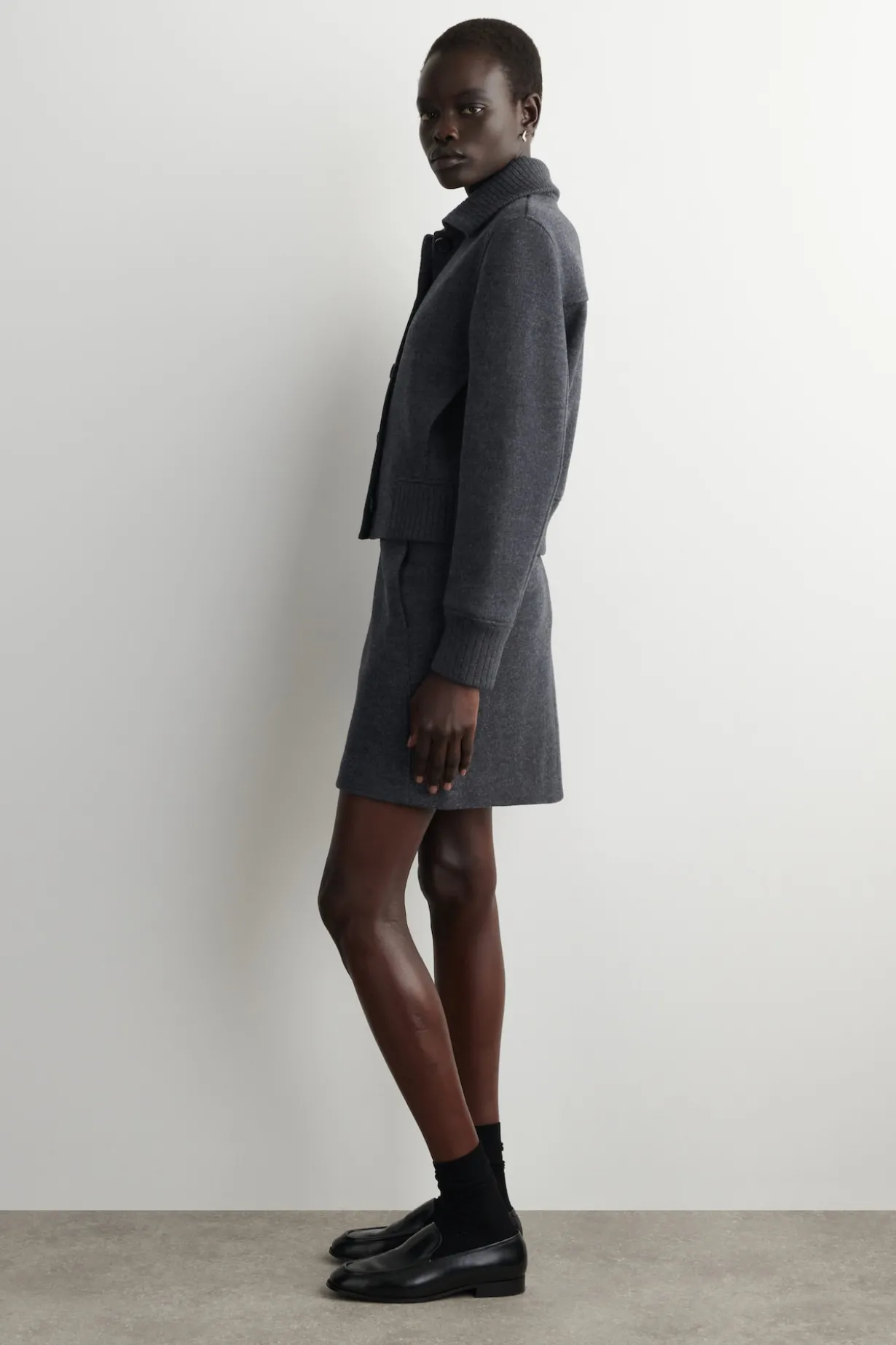 BOILED MERINO WOOL MINI SKIRT