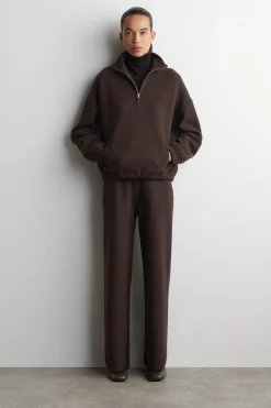 BOILED MERINO WOOL WIDE-LEG PANTS