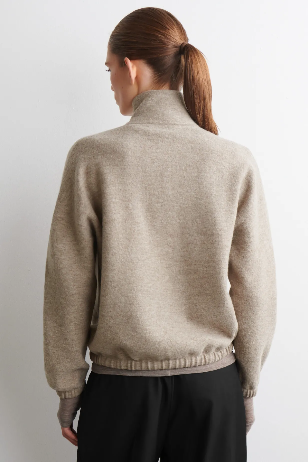 BOILED MERINO WOOL ZIP-UP SWEATER