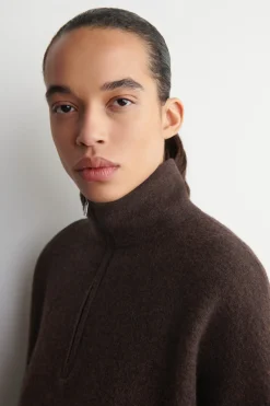 BOILED MERINO WOOL ZIP-UP SWEATER