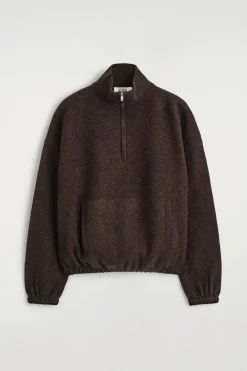 BOILED MERINO WOOL ZIP-UP SWEATER