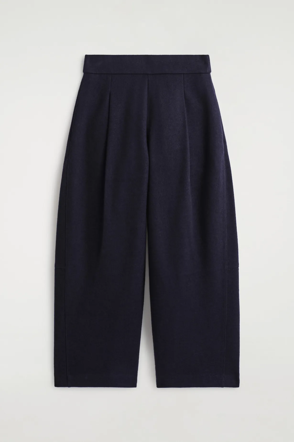 BOILED-WOOL BARREL-LEG PANTS