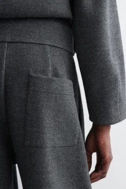 BOILED-WOOL BARREL-LEG PANTS