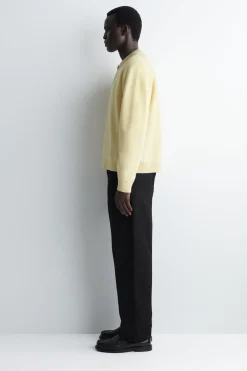 BOILED-WOOL CREW-NECK CARDIGAN