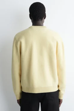 BOILED-WOOL CREW-NECK CARDIGAN