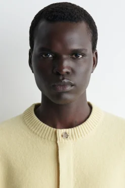 BOILED-WOOL CREW-NECK CARDIGAN