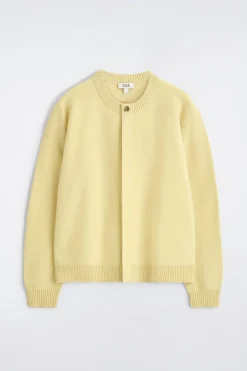 BOILED-WOOL CREW-NECK CARDIGAN