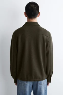 BOILED-WOOL ZIP-UP POLO SWEATER