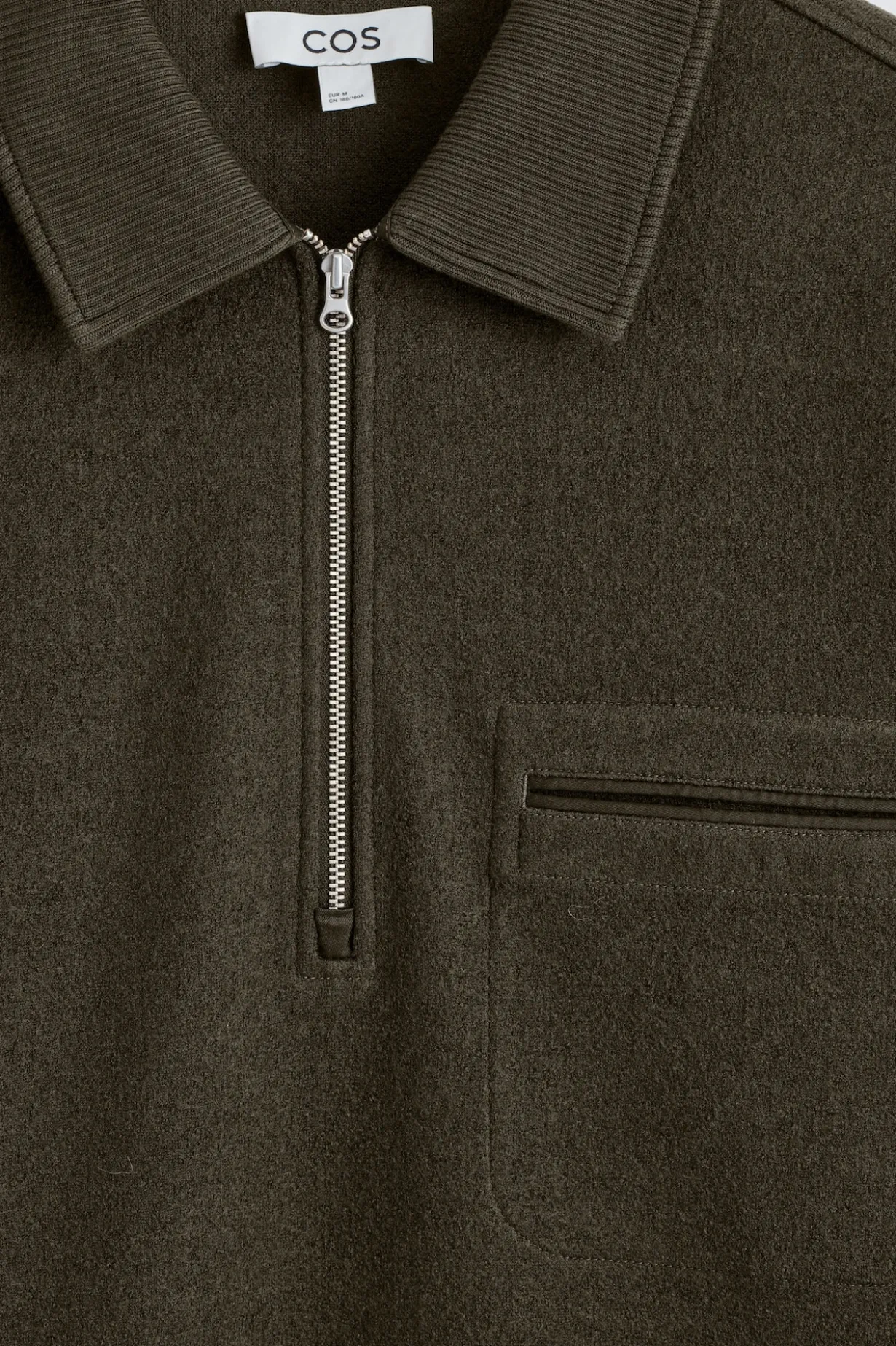 BOILED-WOOL ZIP-UP POLO SWEATER