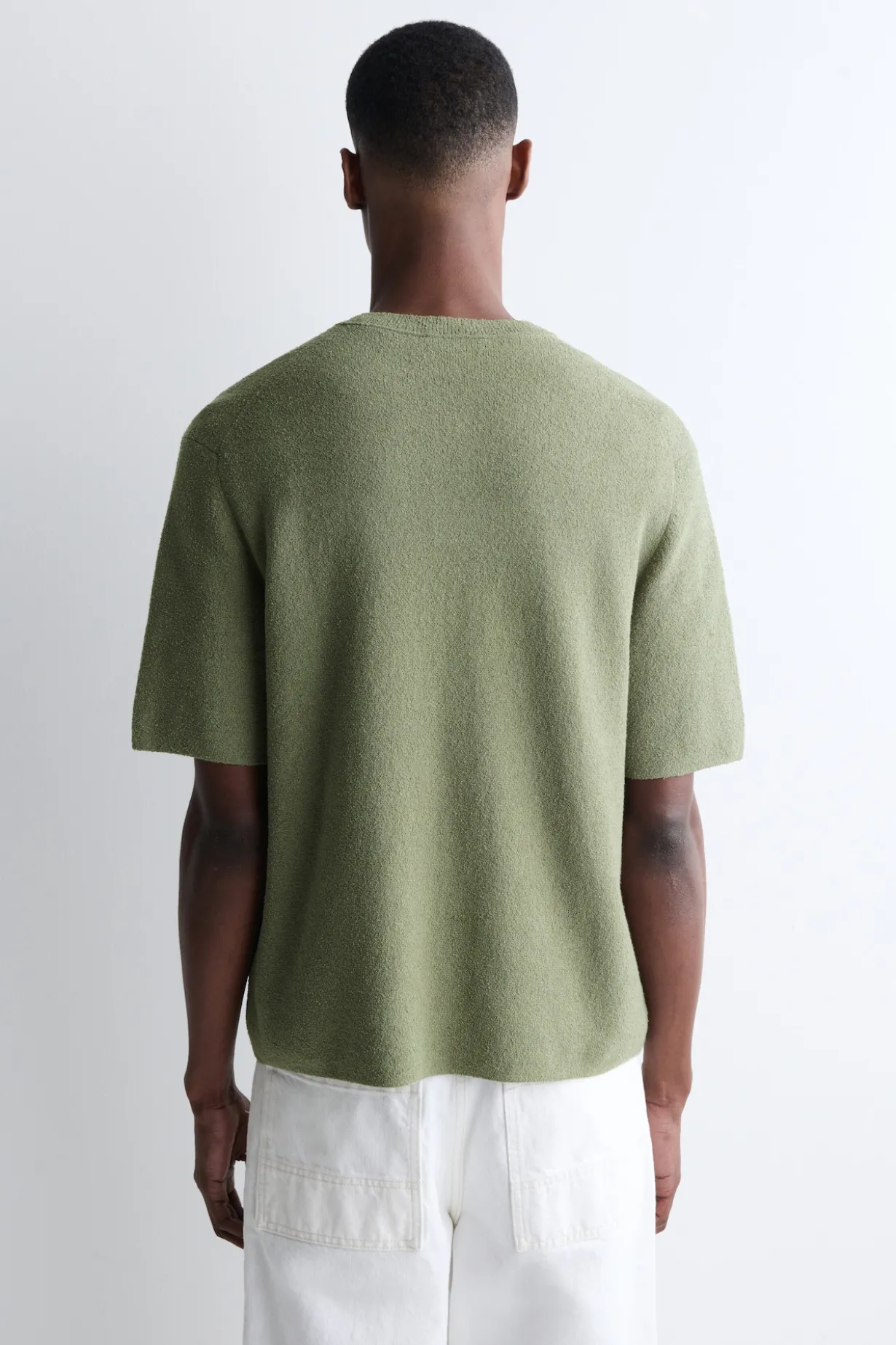 BOUCLÉ-KNIT HENLEY T-SHIRT