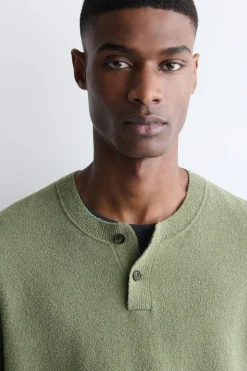 BOUCLÉ-KNIT HENLEY T-SHIRT