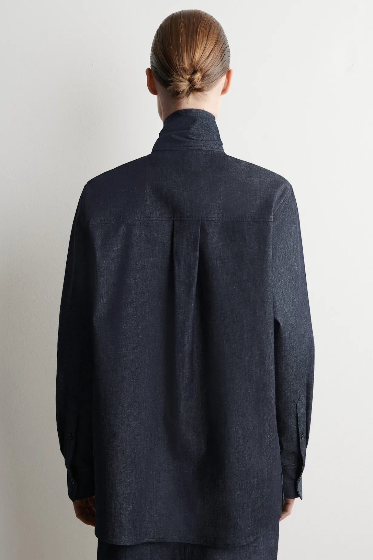 BOW-DETAIL DENIM SHIRT