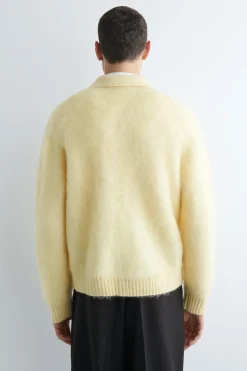 BRUSHED MOHAIR-BLEND POLO SWEATER