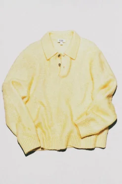BRUSHED MOHAIR-BLEND POLO SWEATER